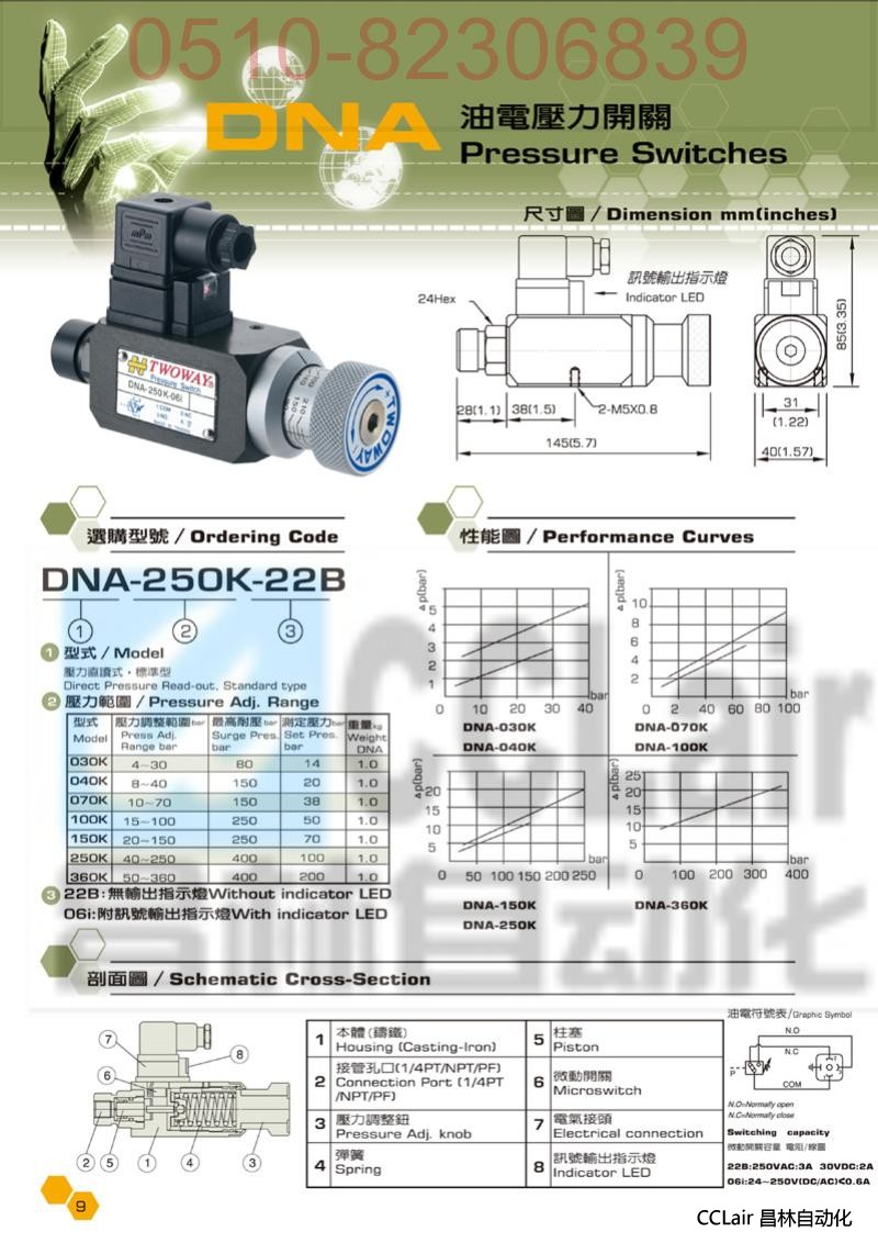 DNA-030K-06I DNA-030K-22B TWOWAY 油電壓力開關(guān)