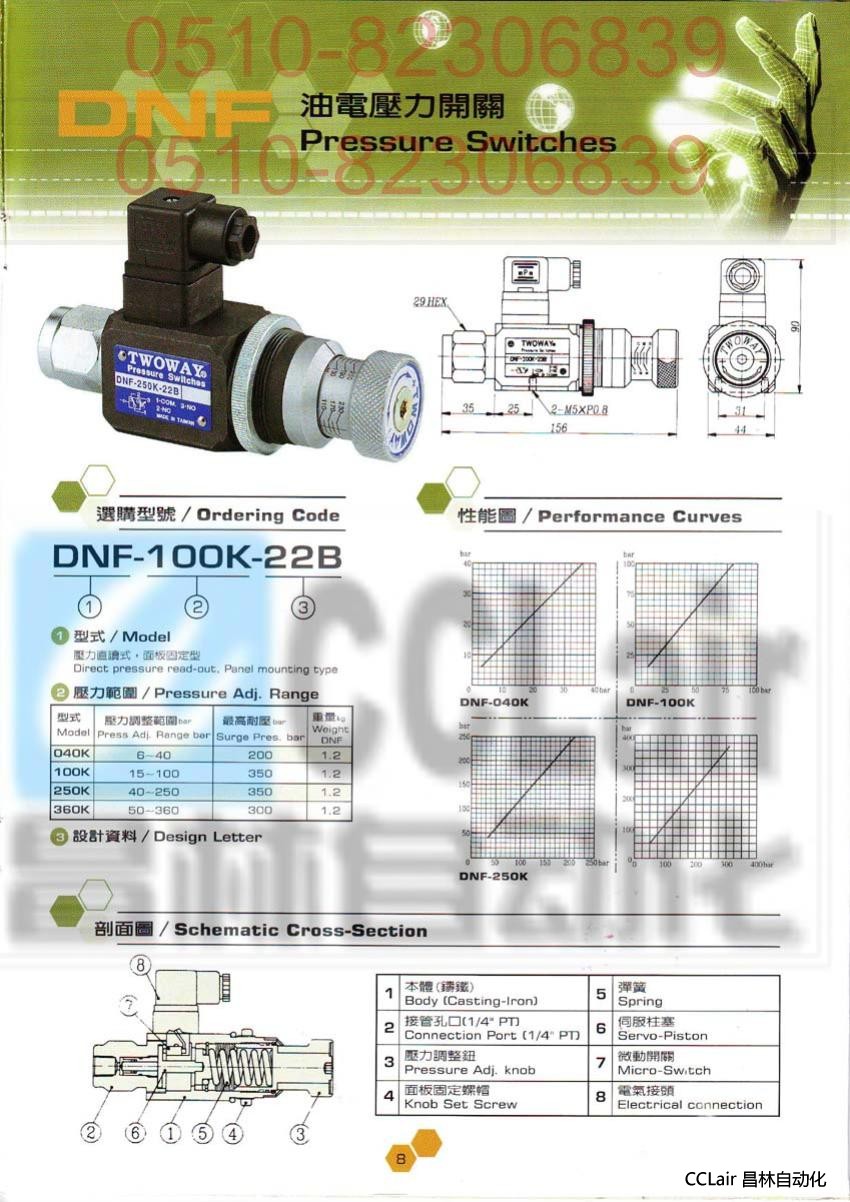 TWOWAY 油電壓力開關(guān) DNF-250K-22B DNF-360K-22B
