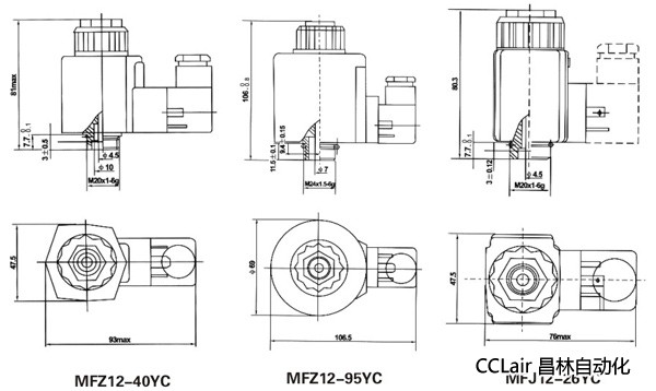 油研型液壓閥用電磁鐵線圈，MFJ12-YC交流濕式閥用電磁鐵,MFZ12-YC直流濕式閥用電磁鐵,比例電磁鐵
