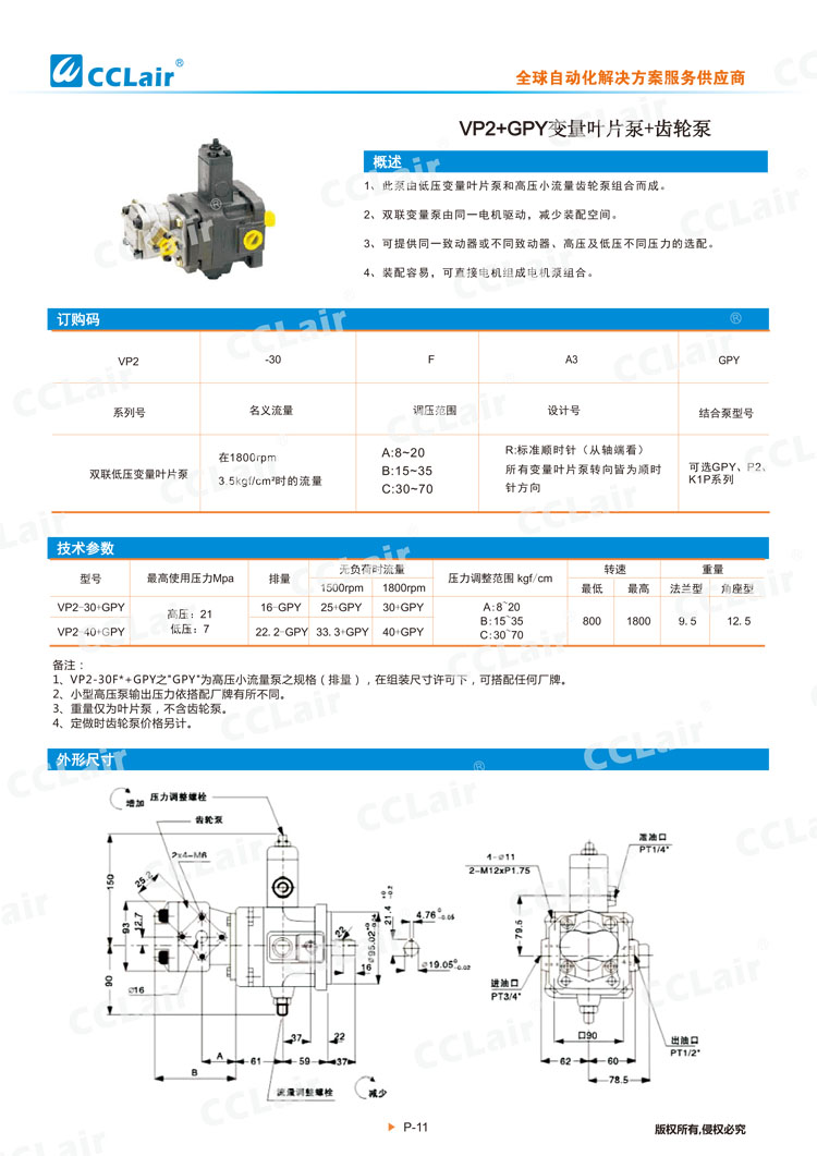 VP2+GPY變量葉片泵+齒輪泵